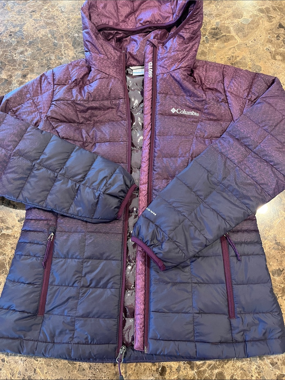 🆕 Columbia Voodoo Falls 590 TurboDown Omni-Heat Mid Jacket M Black Cherry Ombre